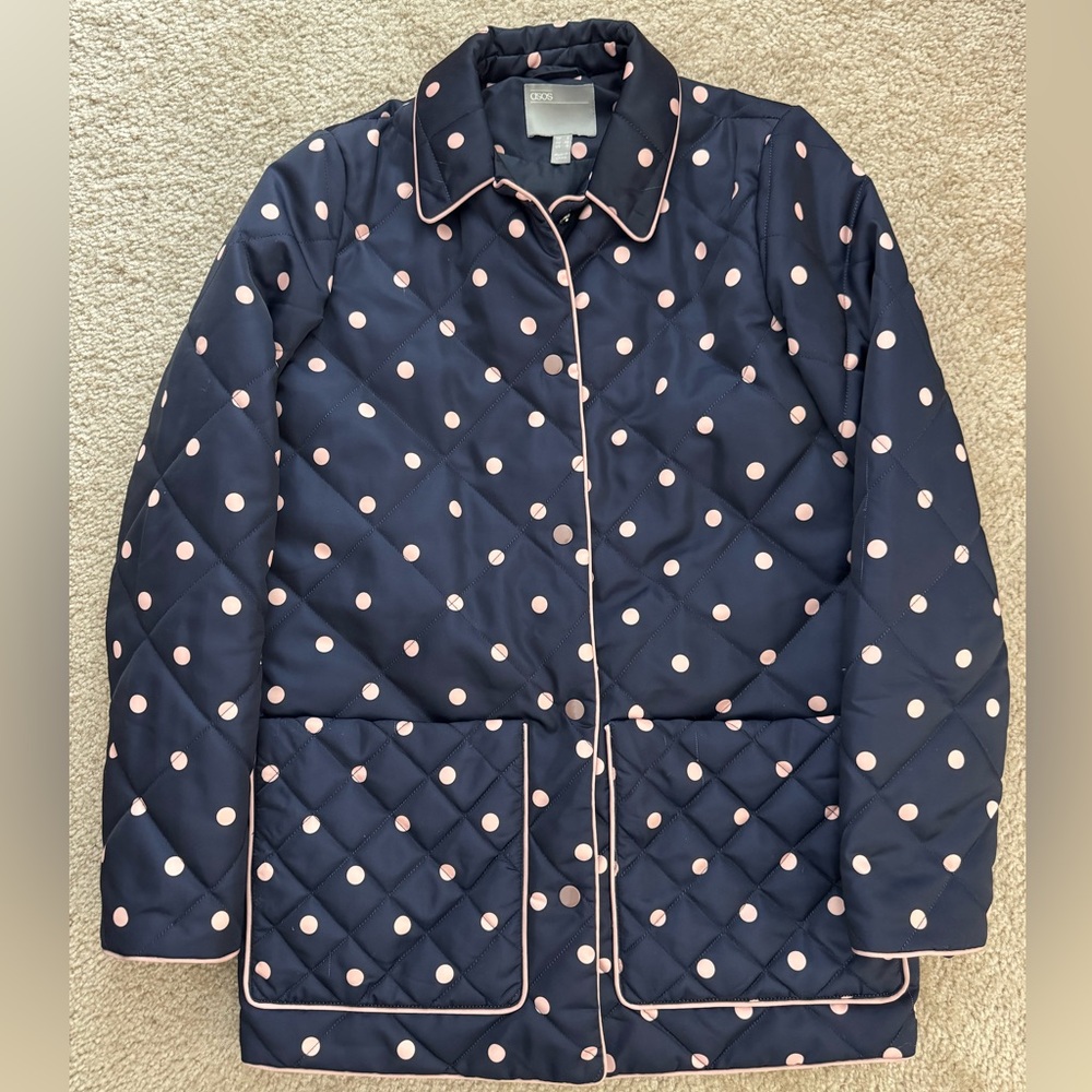 ASOS Navy and Pink Quilted Puffer Jacket
